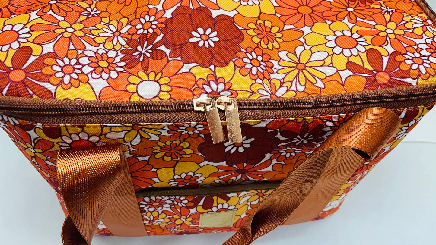Retro Floral Insulated Picnic Cooler Bag