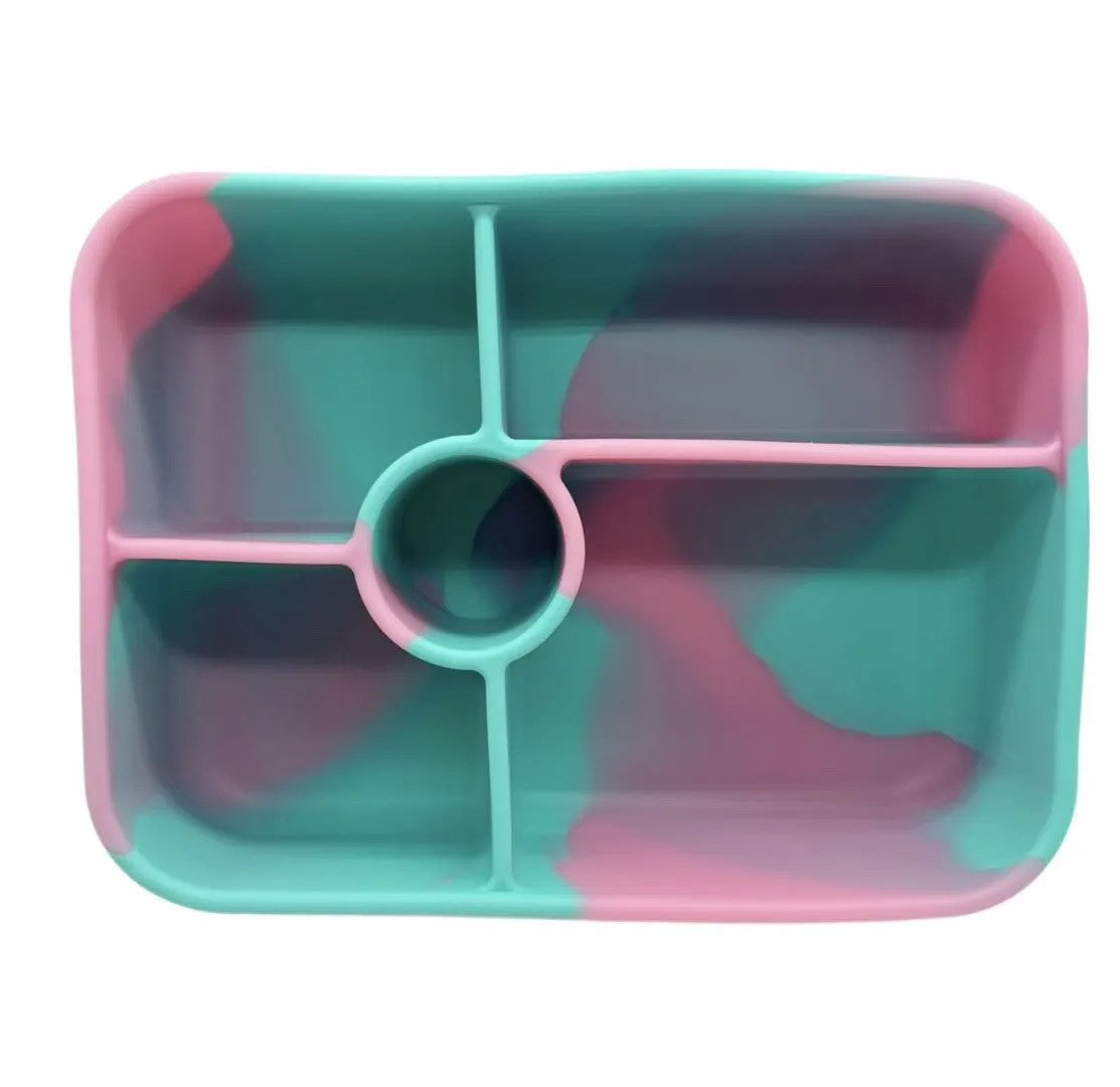 5 Compartment Silicone Bento Aqua Berry