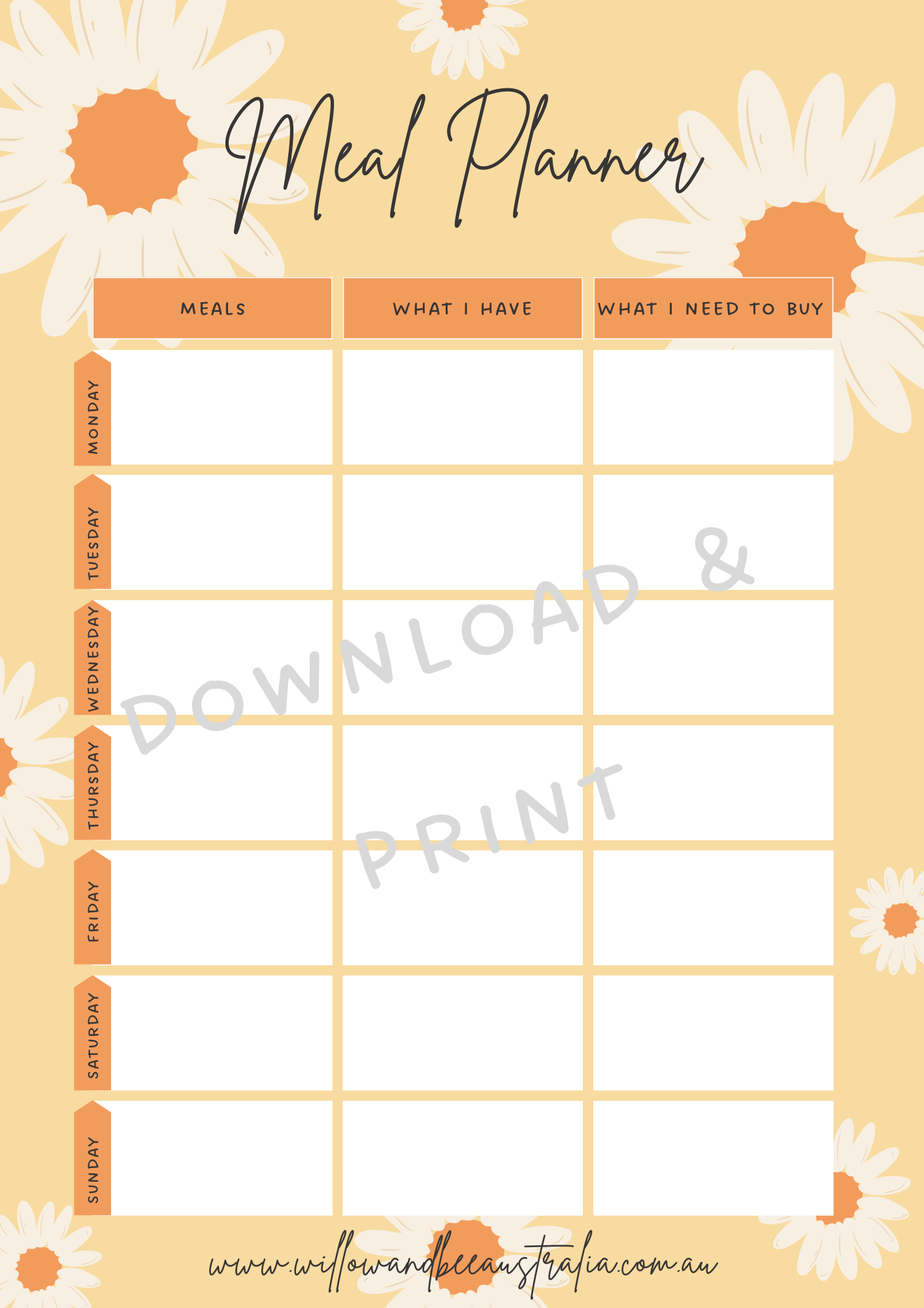 Meal Planner PDF Printable Template
