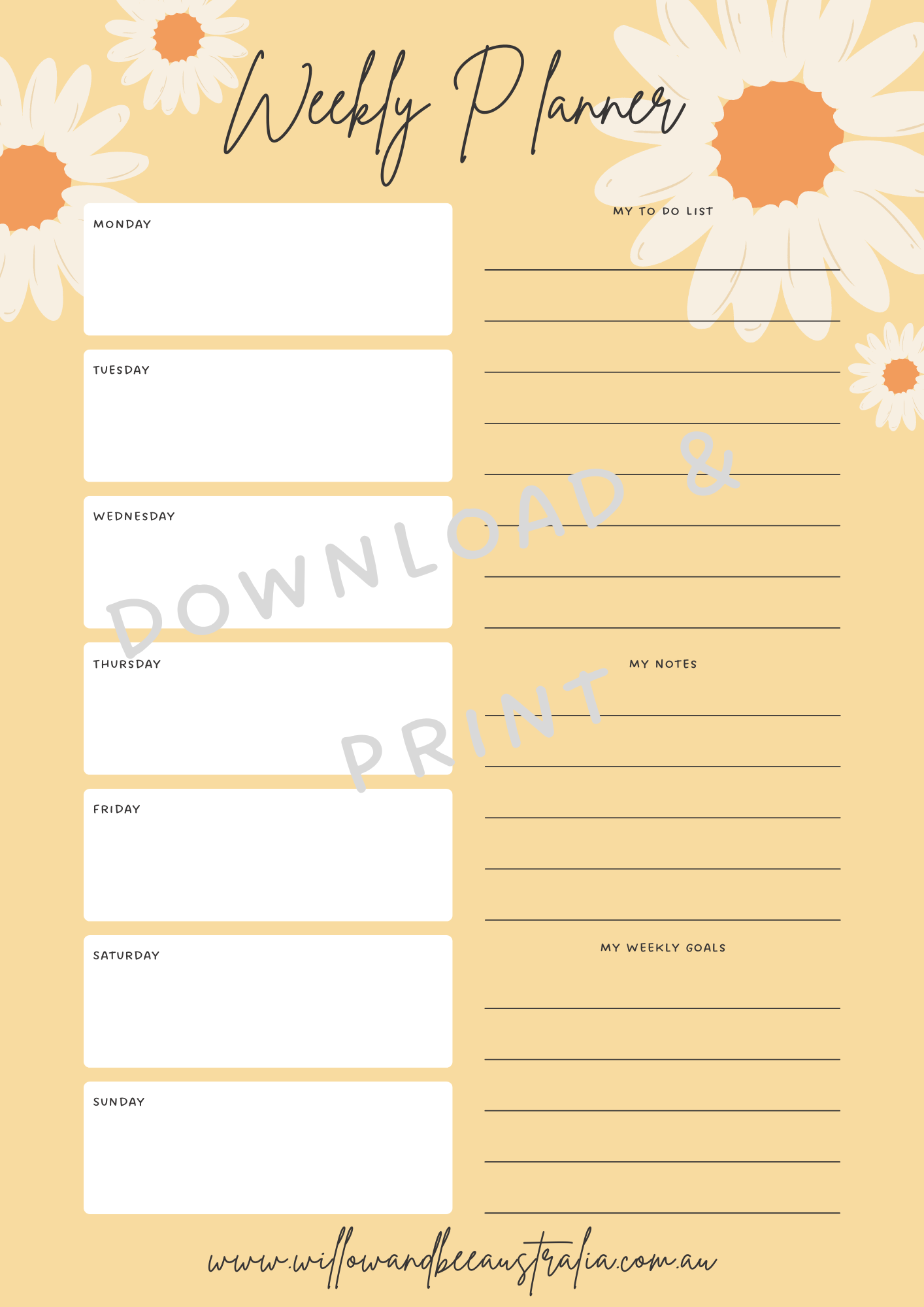 Weekly Planner PDF Printable Template