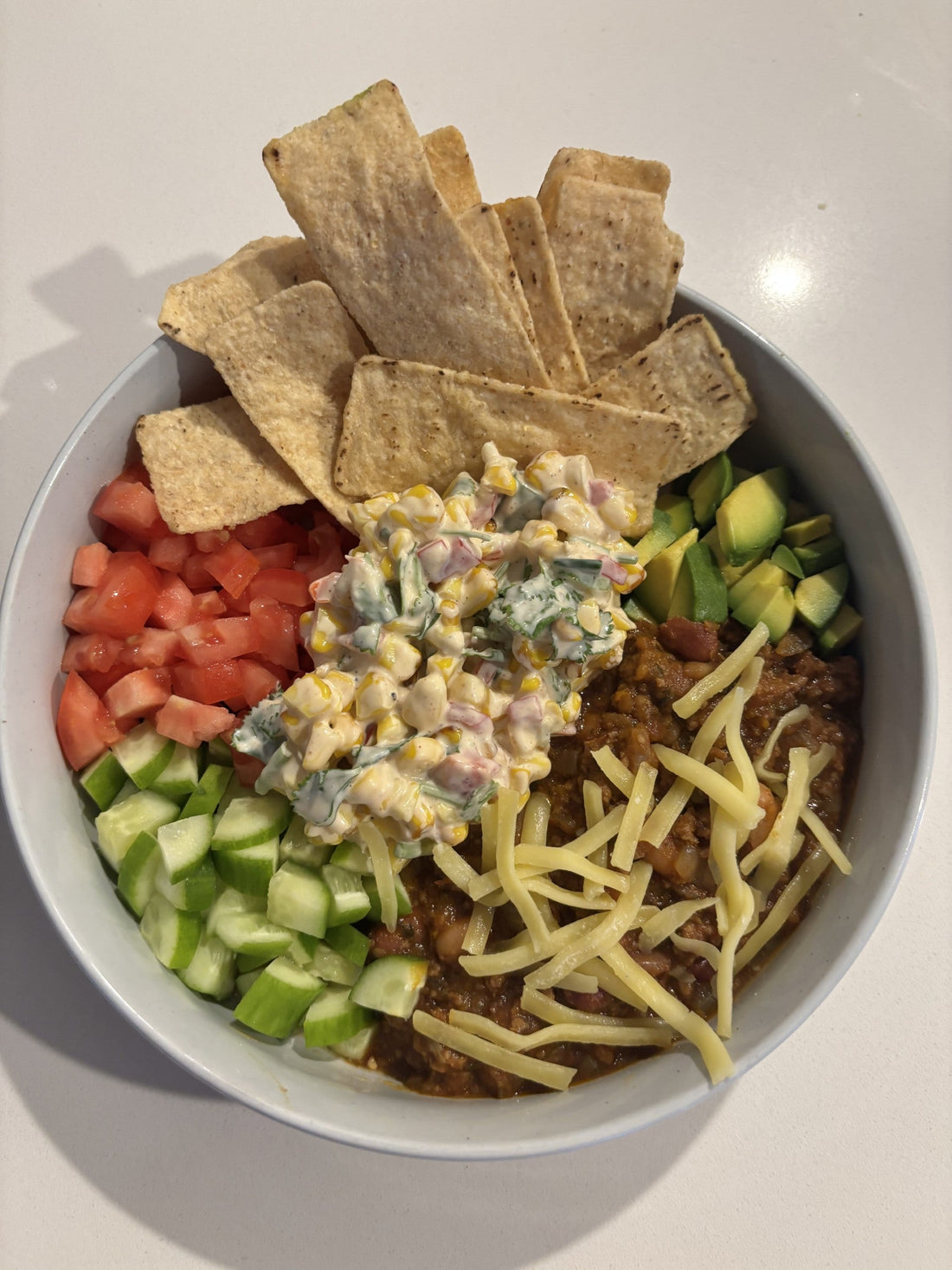 Roasted Corn Salad Nacho Bowls