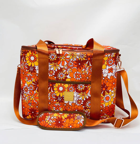 Retro Floral Insulated Picnic Cooler Bag