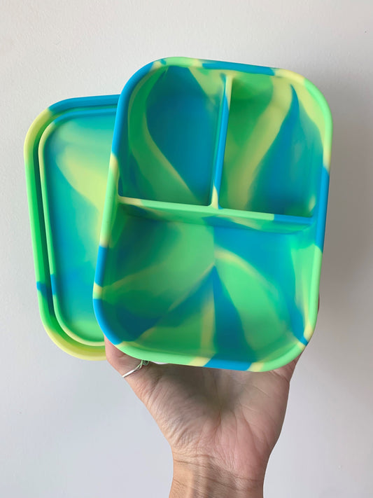 3 Compartment Silicone Lunchbox Bright Lime Multi-Colour
