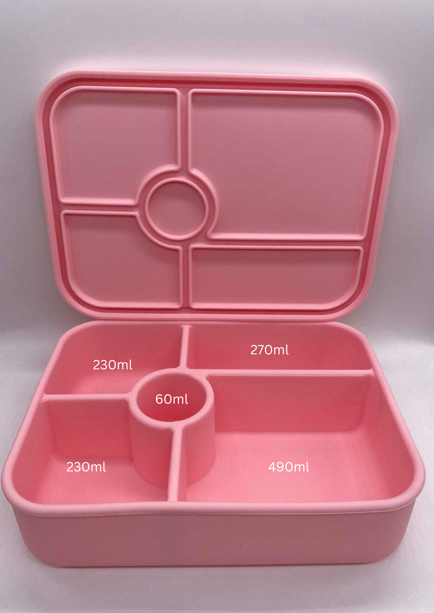 5 Compartment Silicone Bento Baby Pink