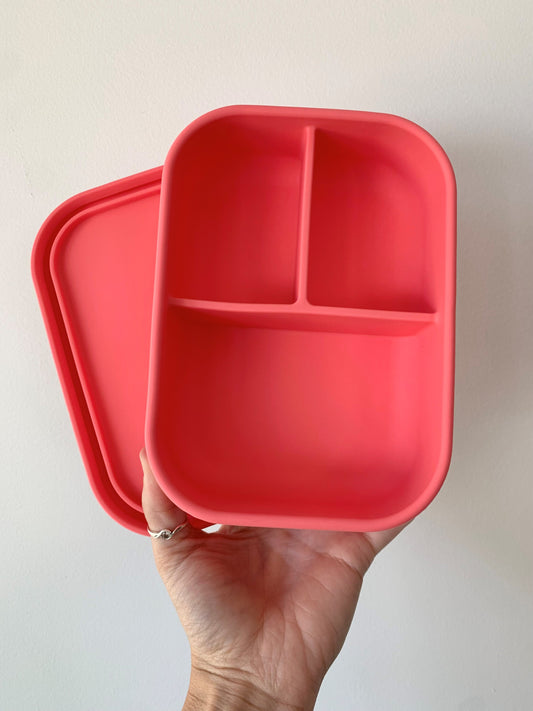 3 Compartment Silicone Lunchbox Coral