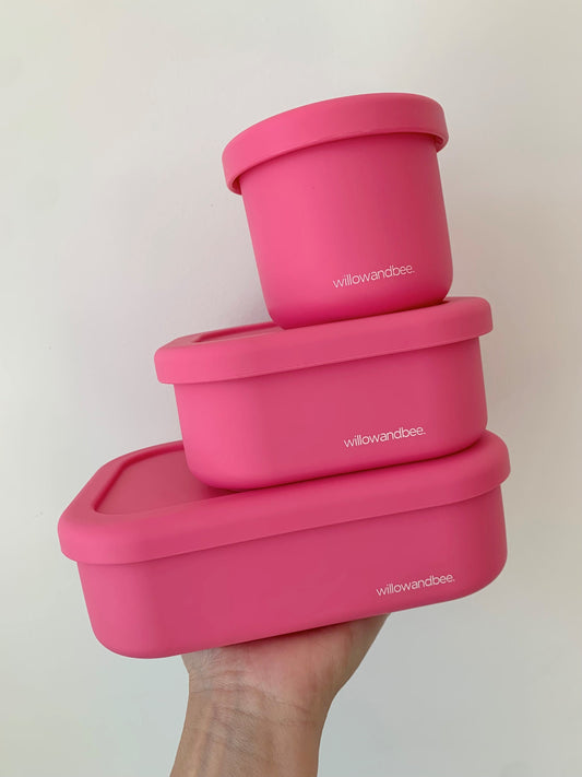 Hot Pink Silicone Snack Container