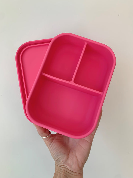 3 Compartment Silicone Lunchbox Hot Pink