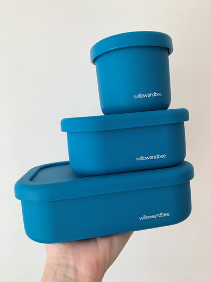 Ocean Blue Silicone 3 Compartment Bento