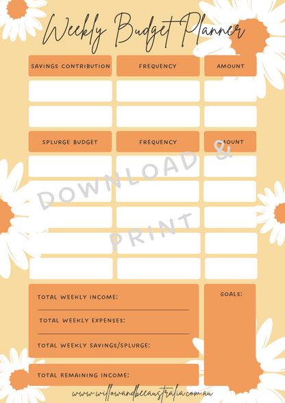 Weekly Budget Planner PDF Printable Template