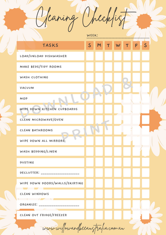 Cleaning Checklist PDF Printable Template