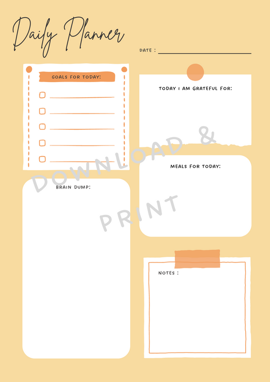 Daily Planner Simple PDF Printable Template