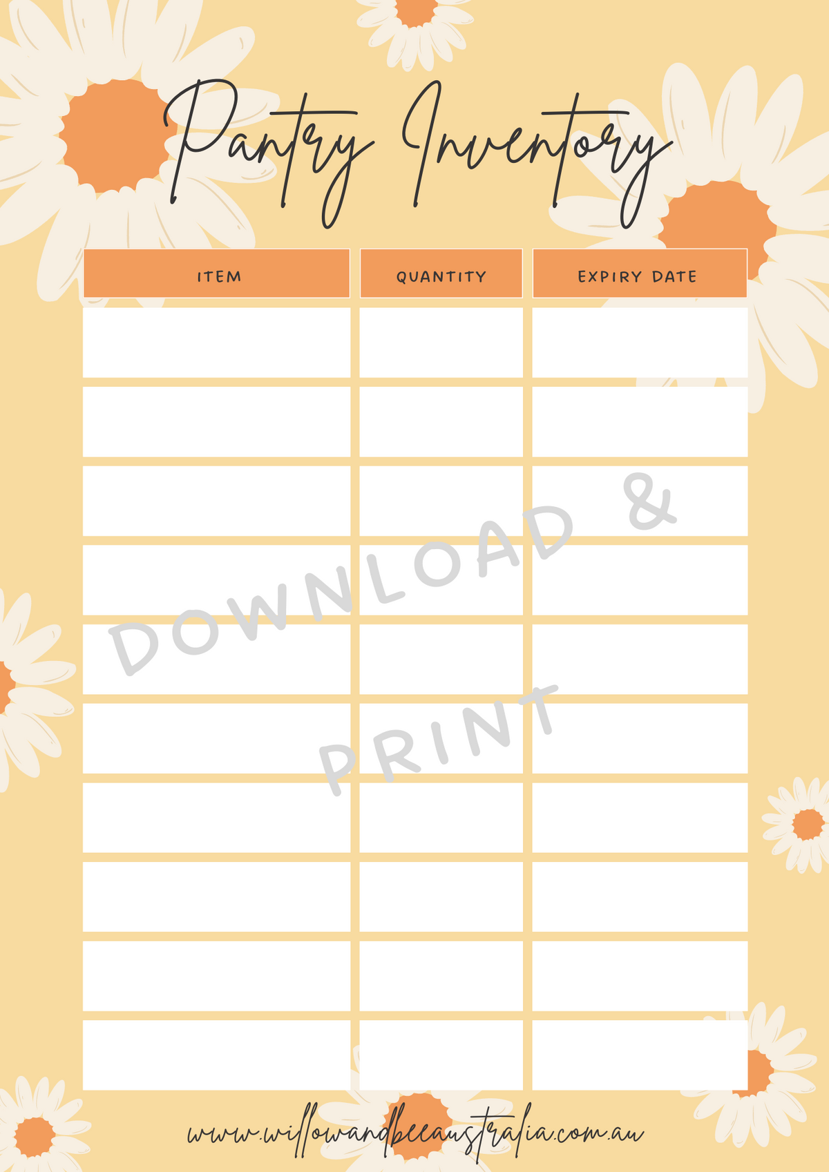 Free Printable Pantry Inventory.pdf Pantry Inventory PDF Printable Template – Willow&Bee