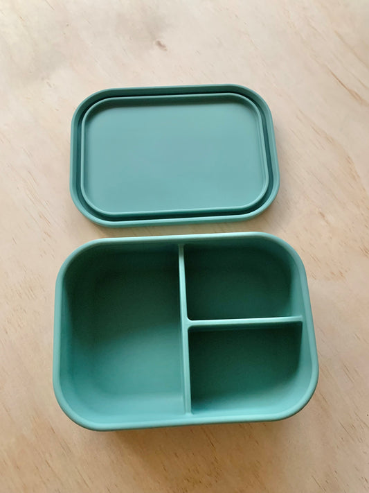 3 Compartment Silicone Lunchbox Sage Green